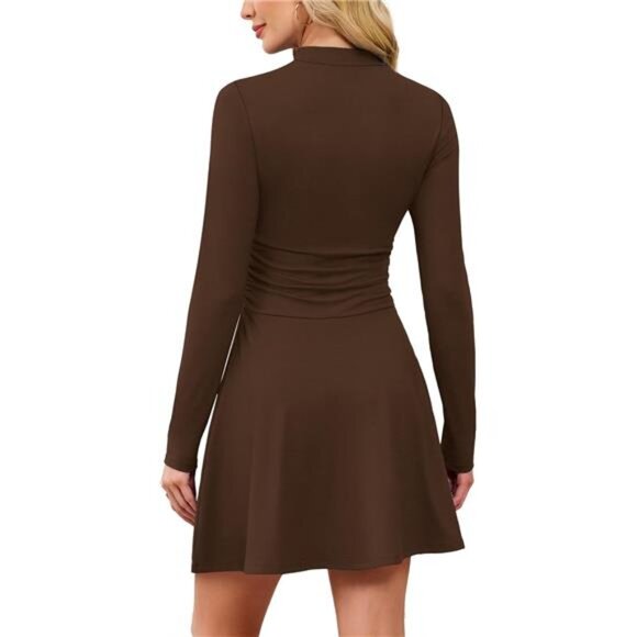 Long Sleeve Mini Dresses for Women Coffee - Picture 5 of 5
